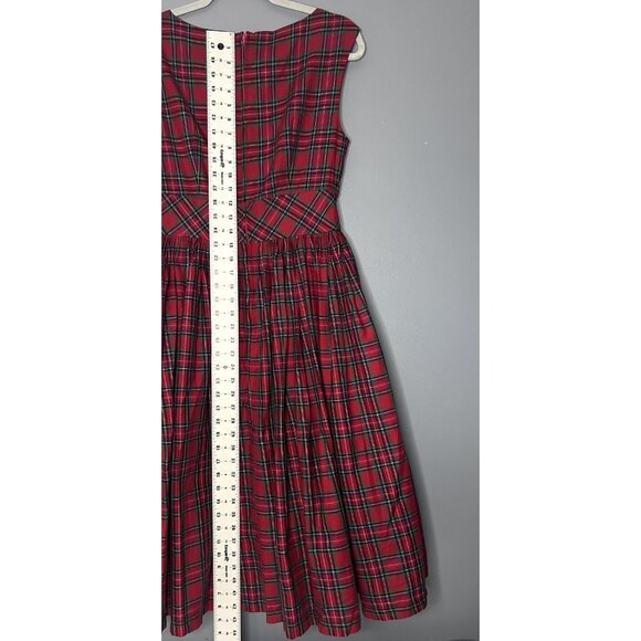 ModCloth Dress Womens 8 Red Tartan Plaid Fit & Flare Midi Holiday Party Retro - Picture 7 of 16